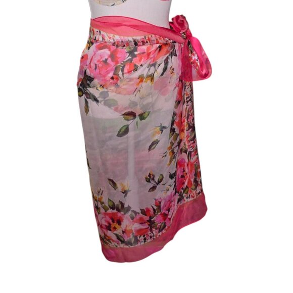 Maryan Mehlhorn Lidea Charmline Pareo Rose Floral Silk Sarong - Picture 1 of 4